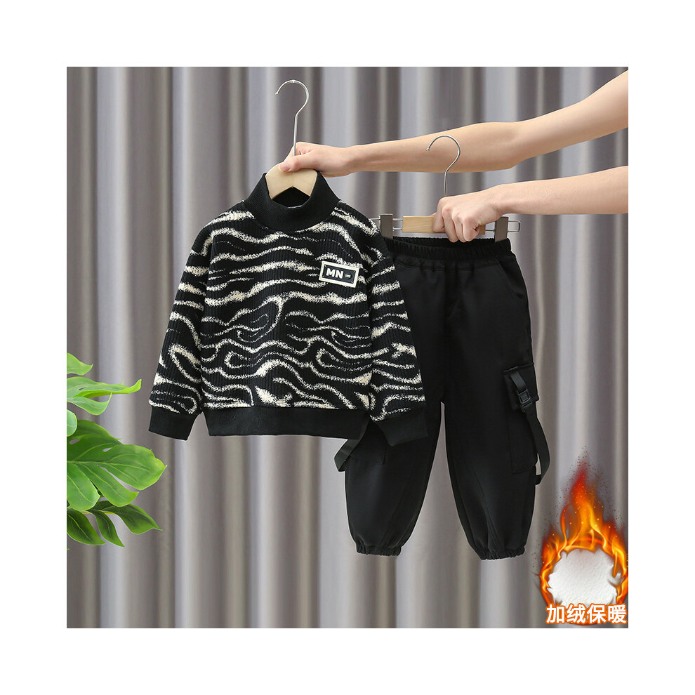 (Fleece Set, 100cm) Fleece Lined Chic Boys Sweatshirt And Pants Set Perfect For Autumn And Wear Winter-image-OPC-PGWXBYZ-NEW