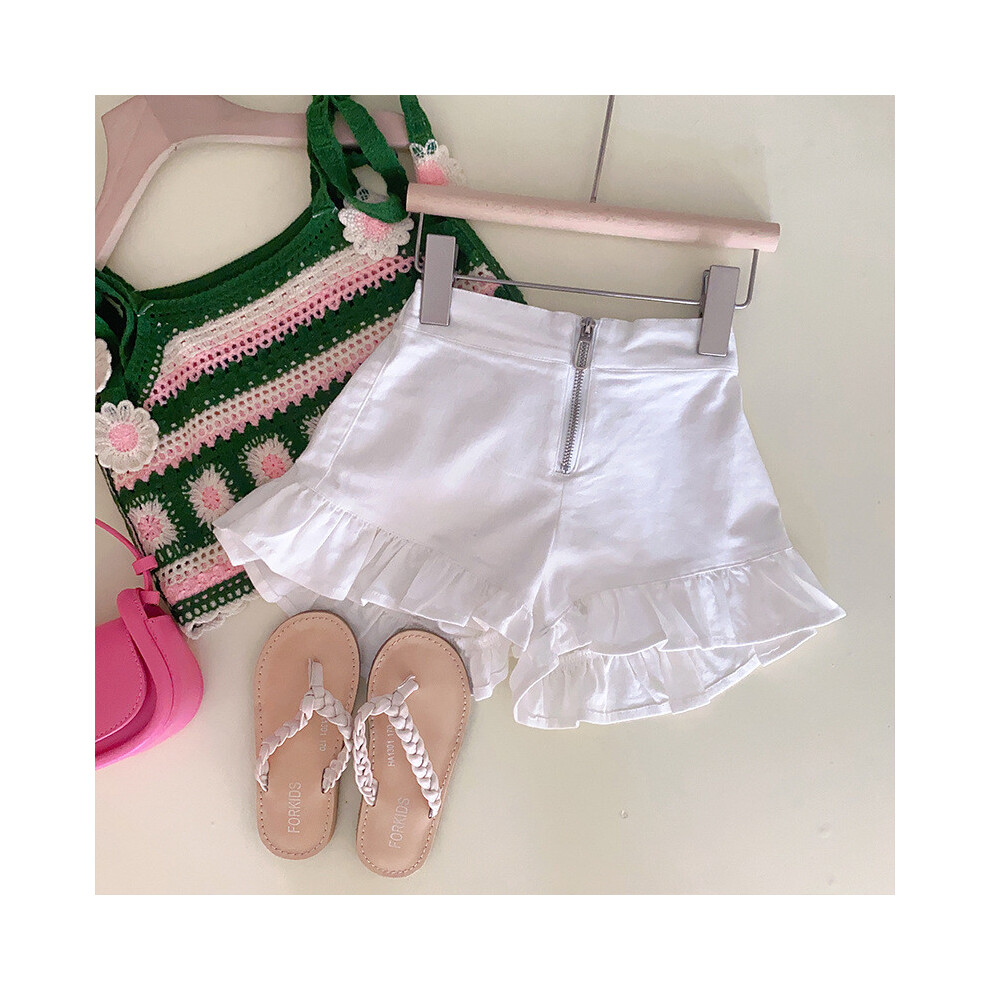 (Shorts, 90) Floral Girls Cute Embroidery Strap Top And Comfortable Shorts Set For Summer Days Fun Beach And-image-OPC-PGWXD75-NEW