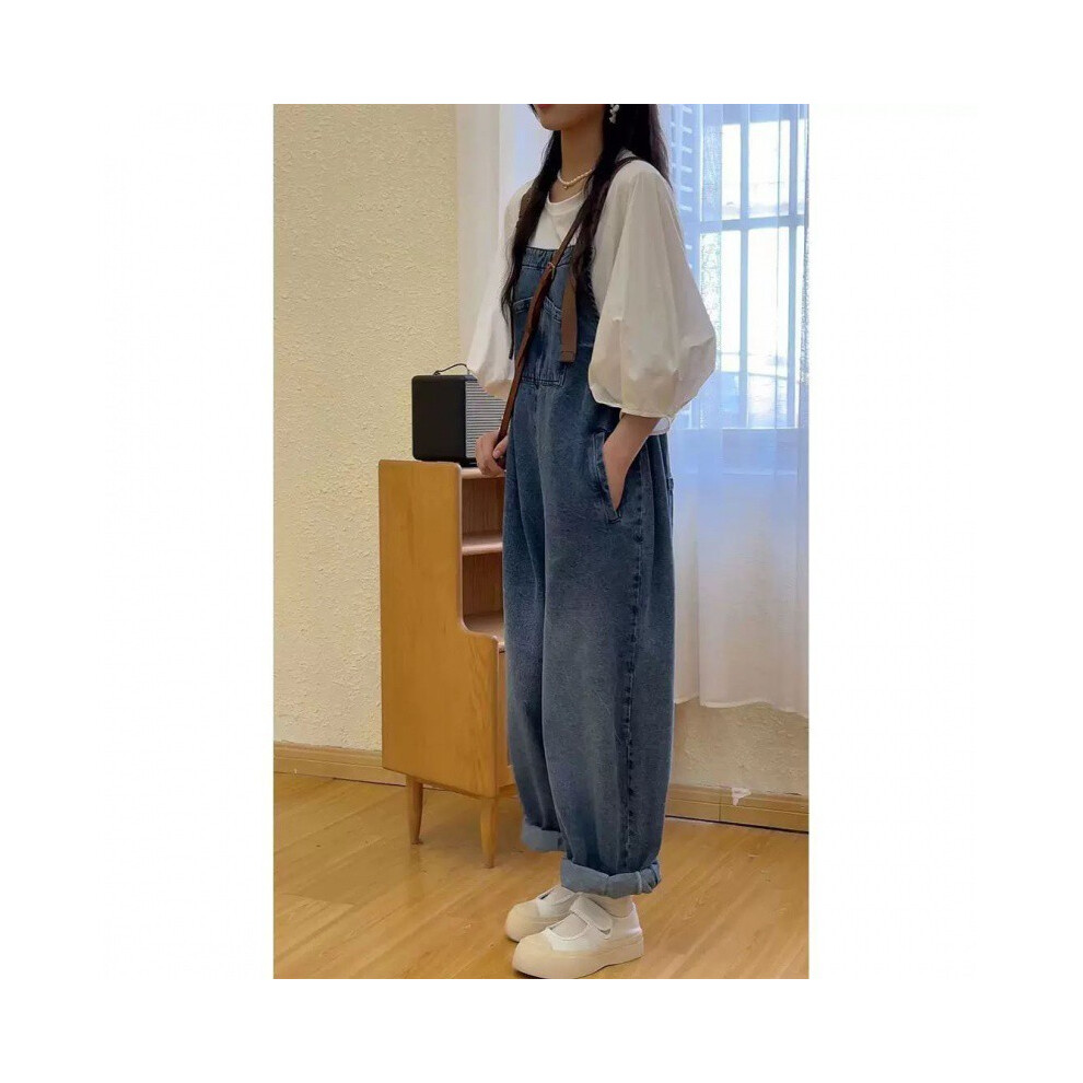(Single Denim Overalls, 170) Outfit Summer Trendy For Girls Featuring Retro Denim Overalls And Tshirt Chic Set-image-OPC-PGWXFG5-NEW