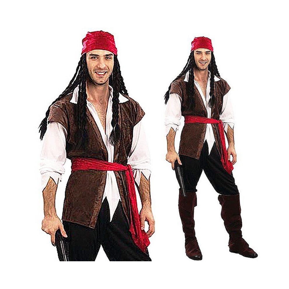 (Men, One Size) Adult Carribbean Pirate Man Halloween Buccaneer Fancy Dress Costume Cosplay