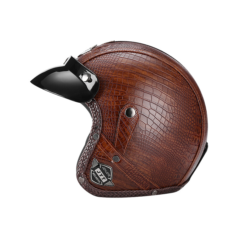 Demi-Casque Moto Rétro Vintage Allemand - Jet Style Ouvert Avec Visière, Homologué ECE, Homme/Femme - Cruiser Scooter