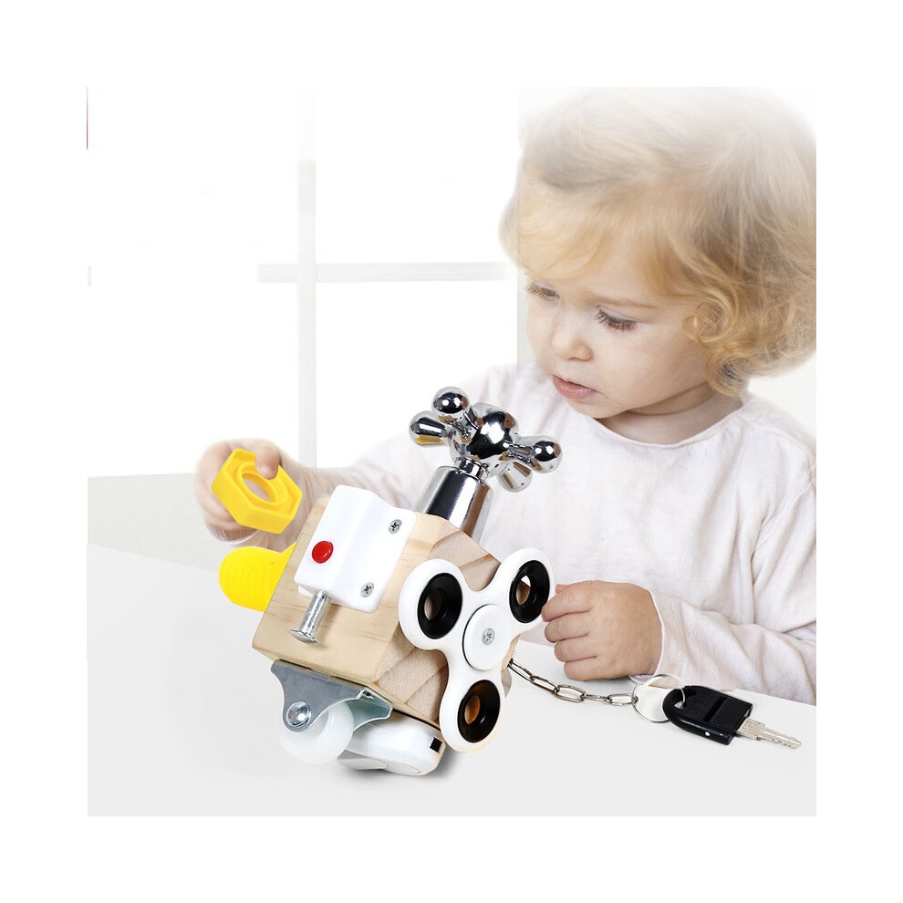 Sensory Toys Wooden Fidget Busy Cube Activity Board Travel Lock Gifts Box Kids