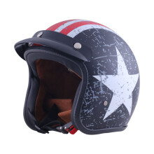 (L-3))Men Women Retro Open Face 3/4 Motorcycle Helmet Motorbike Moto Motocross Vintage casco Cafe Racer