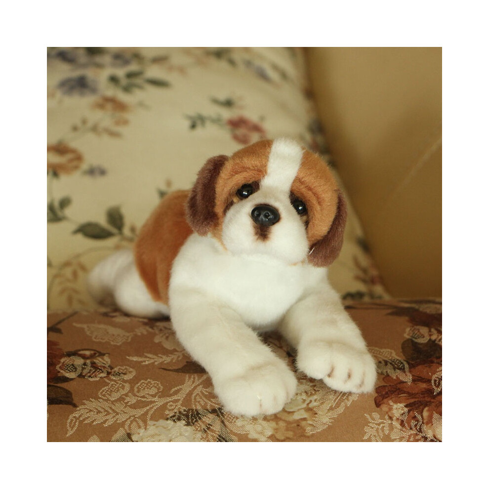 Saint Bernard Dog Stuffed Plush Animal Toy Cute Realistic Soft Doll Pet Puppy
