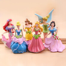 6pcs Princess Figures Toy Cinderella Aurora Belle Figurine Cake Topper