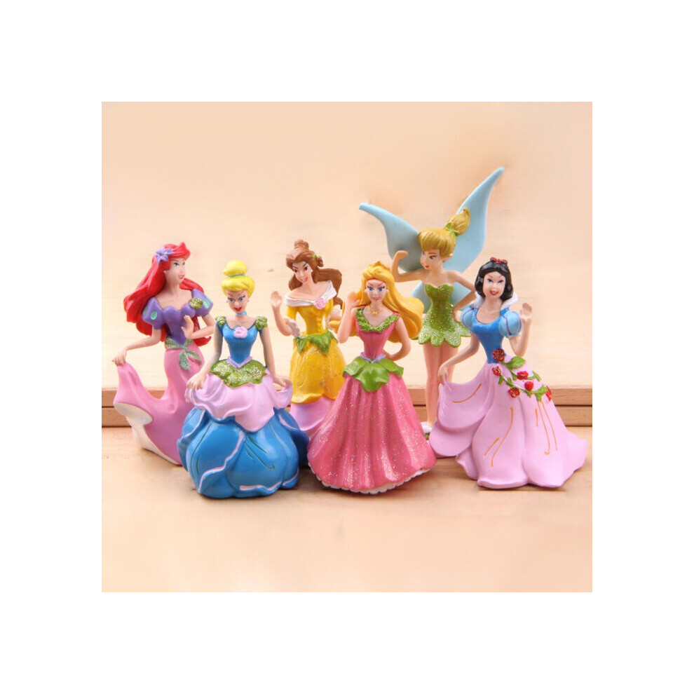 6pcs Princess Figures Toy Cinderella Aurora Belle Figurine Cake Topper