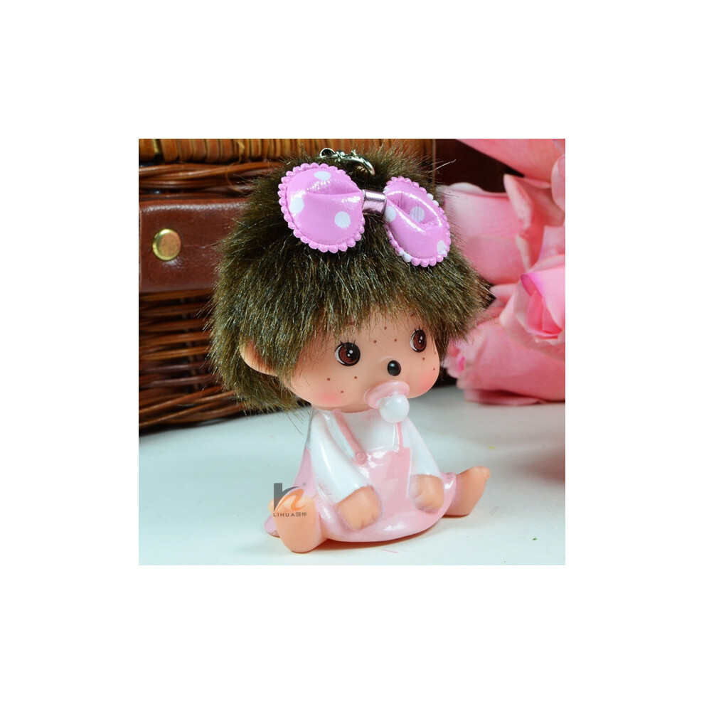 Doll Monchichi Keychain Car Key Wallet Ring Women Bag Accessories Purse Pendant