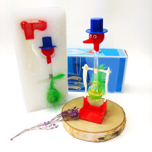 (Yellow) Novelty Toys Retro Glass Happy Drinking Bird Bobbing Dipping Duck Dippy Einstein