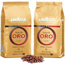 LAVAZZA - Café Espresso Qualità Oro - Café Grain - Sélection Premium - 100 % Arabica - Italien - Intensité 5 - 2 Paquets de 1 kg