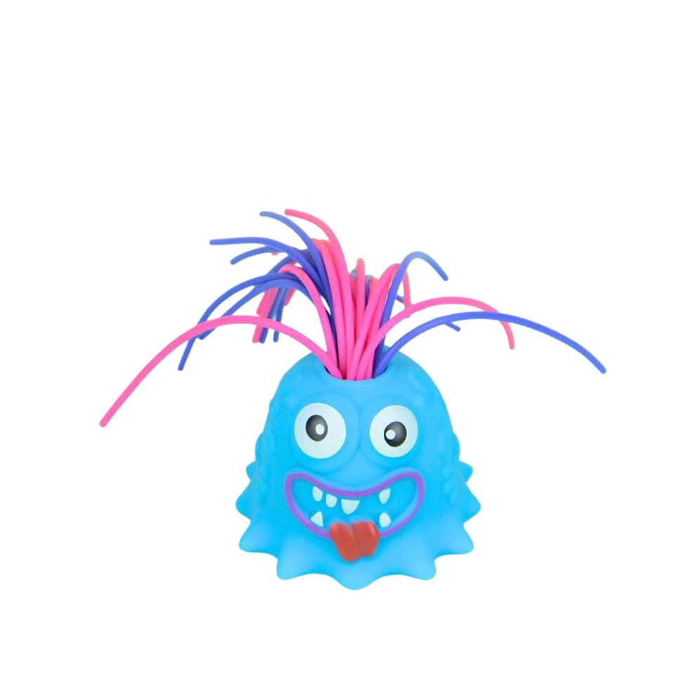 (Blue) Pulling Hair Scream Toy One Big Eyed Monsters Children Gift Decompression Doll