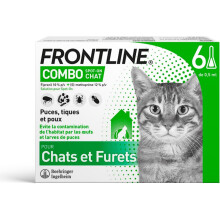 FRONTLINE Cat Combo - Anti Fleas, Ticks & Lice Crushers - Made in France - 6 Pipettes
