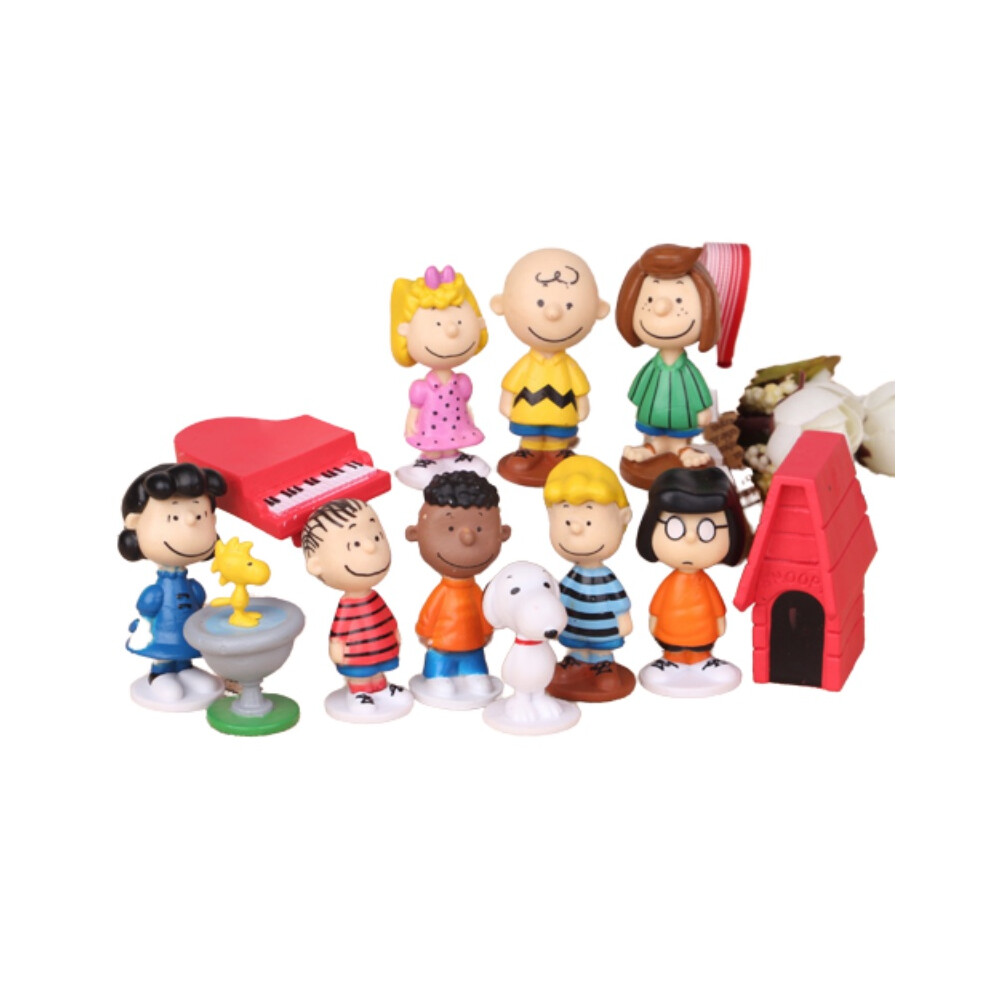 Peanuts Movie Snoopy 12pcsset Figure Love Pet Big Secret Cake Decor Topper Toy