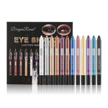 12PCS/SET Eyeshadow Pencil Lying Silkworm Pen Pearlescent Long Lasting Shimmer Glitter Eye Shodow with Sharpener