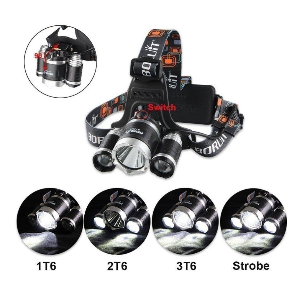 1pcs Cree 3x Led Xml T6 Waterproof 20000 Lumens Headlamp Led Torch Flashlight-image-OPC-PGWYRSZ-NEW