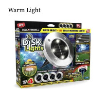 (Warm Light) Bell Howell Disk Lights Solar Powered Led Outdoor Lights As Seen On Tv Pack 4