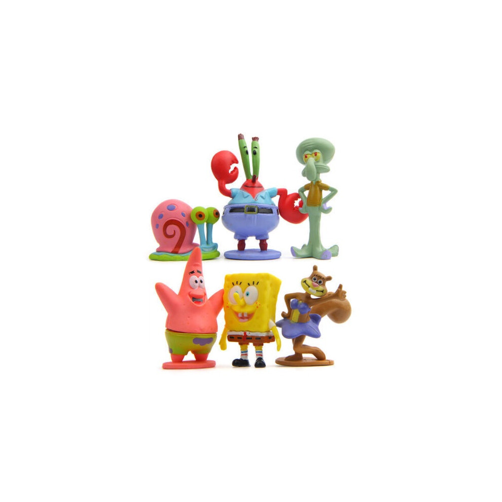 Spongebob 6pcs Set Squarepants Figure Patrick Star Figurine Doll Topper Cake Toy