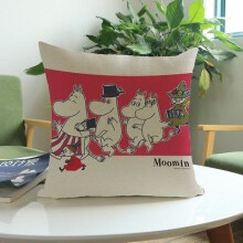 (D) Moomin Printed Valley Pillow Case Cute Cartoon Design Cushion Home Decor Cover