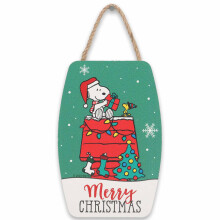 Peanuts Snoopy and Woodstock Merry Christmas Hanging Wood Wall Decor Fun Snoopy Christmas Decoration for Home