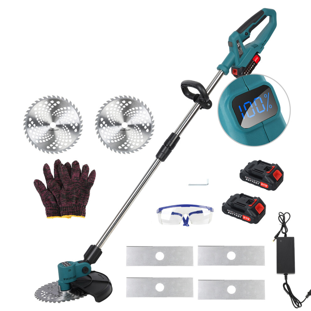 (With 2 Batteries) Grass Trimmer Electric Trimmer Edger Lawn Mower Grass Cutter Kit, Battery Power Rechargeable Handheld Eater Cutter