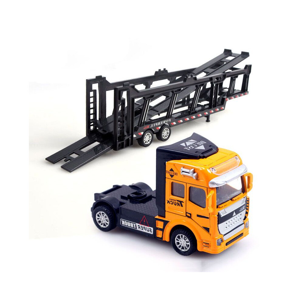 (Yellow) Tractor 148 Truck Trailer Alloy Diecast Model Car Transporter Vehicle Kids Toy