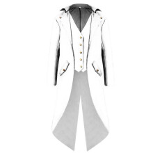 (White, XL) Mens Coat Steampunk Vintage Jacket Victorian Coat Mens Uniform Costume Cosplay