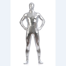 (Silver, M(Tag M=US XS)) Unitard Man Turtleneck Spandex Bodysuit Skin Tight Suit Cosplay Costume Party