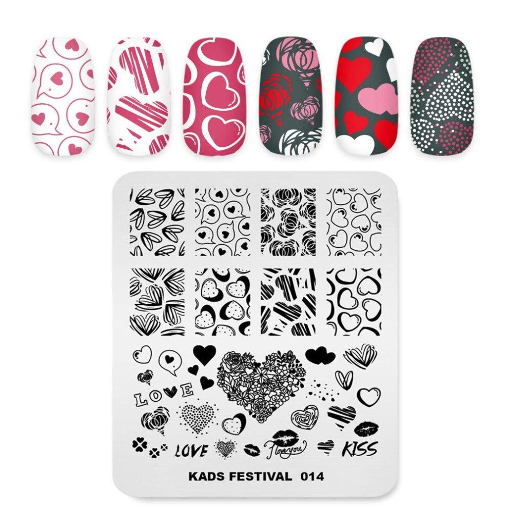???S Kads Nail Art Image Stamping Plates Valentine's Day Love Heart Diy Manicure Template Image Plate For Nail (Fe014)