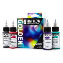 High Flow Acrylics frn GOLDEN High Flow Airbrush Set 6 frger Professionell akrylfrg