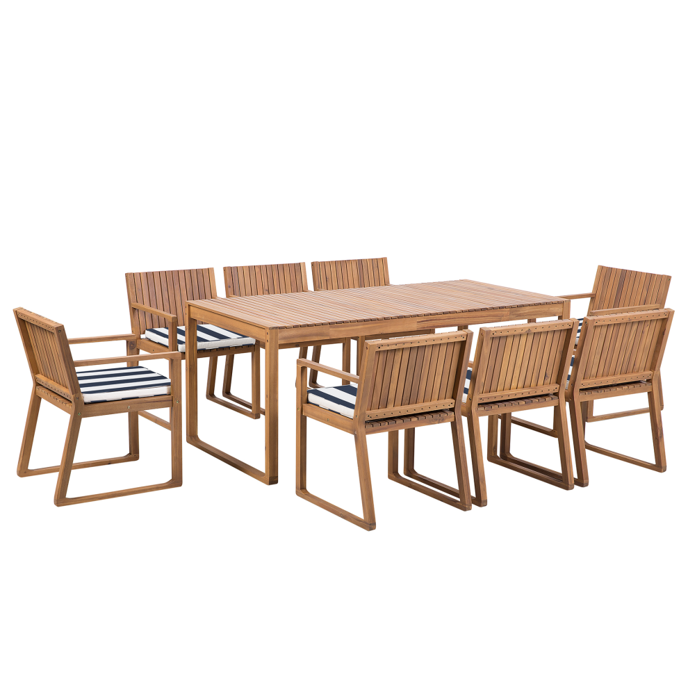 Garden Dining Set 8 Seater SASSARI with Cushions Acacia Wood Navy Blue