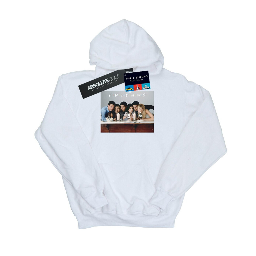 (5-6 Years, White) Friends Girls Group Photo Milkshakes Hoodie