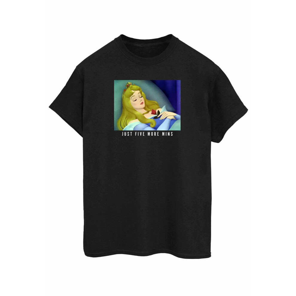 (M, Black) Disney Princess Womens/Ladies Sleeping Beauty Five More Minutes Cotton Boyfriend T-Shirt