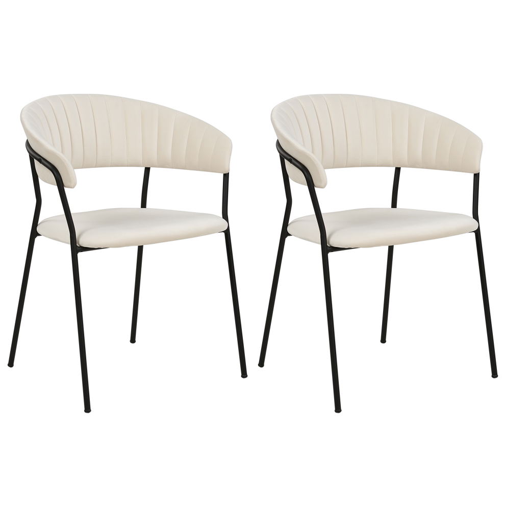 Set of 2 Dining Chairs MARIPOSA Velvet Off-White