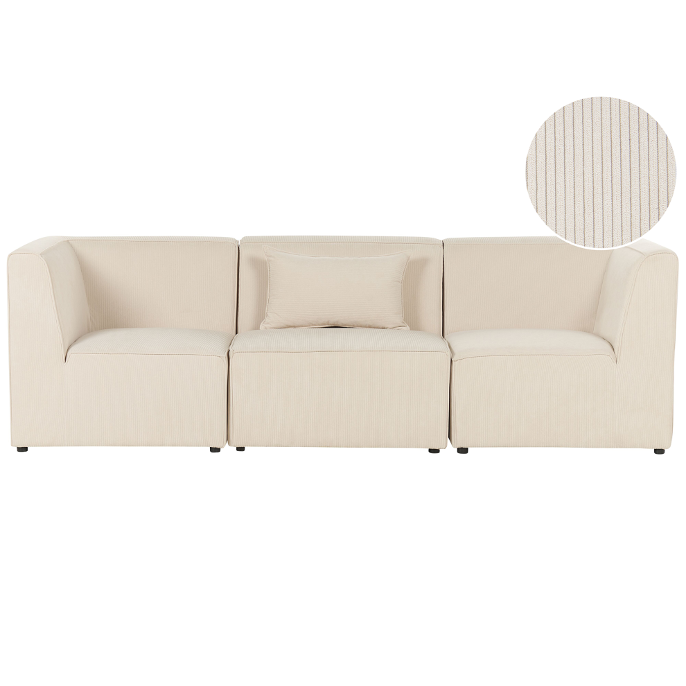 Modular Sofa 3 Seater LEMVIG Corduroy Light Beige