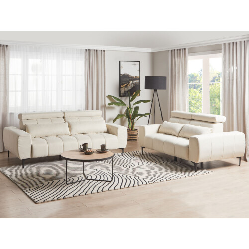 Beliani Fabric Living Room Set Cream VEGAMO 1