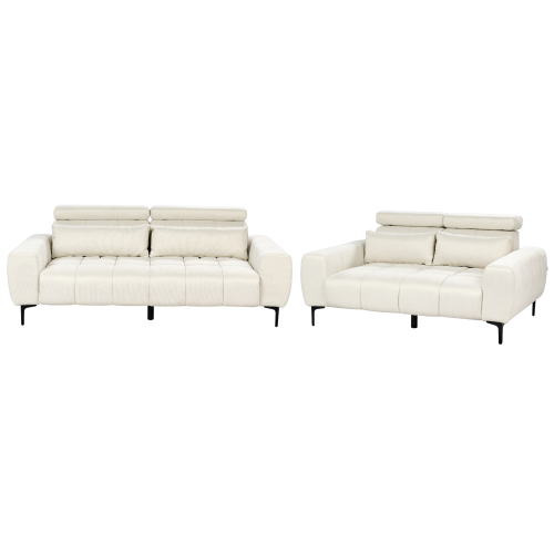 Beliani Fabric Living Room Set Cream VEGAMO