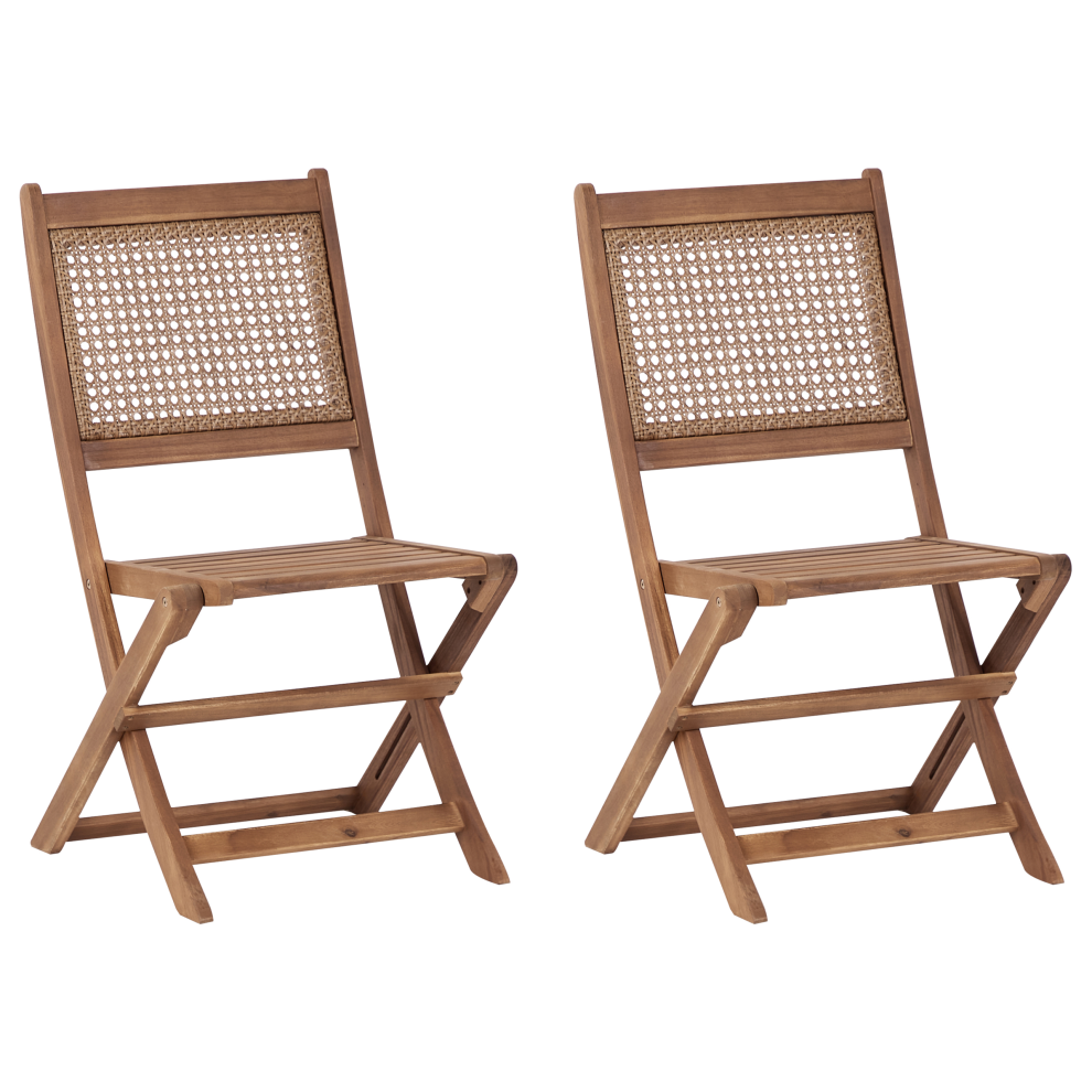 Set of 2 Garden Chairs PARAGGI Certified Acacia Wood Dark Brown