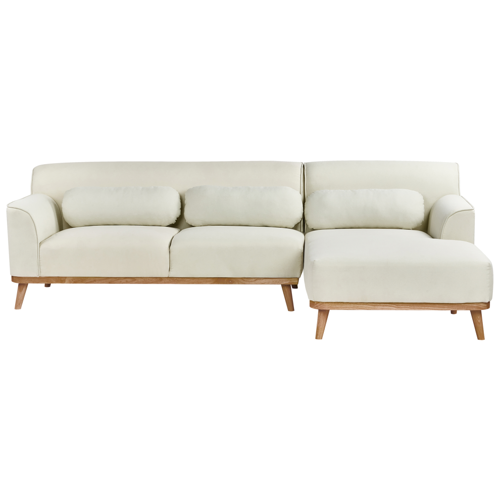 Corner Sofa 3 Seater SIMOS Fabric Off-White Left Hand