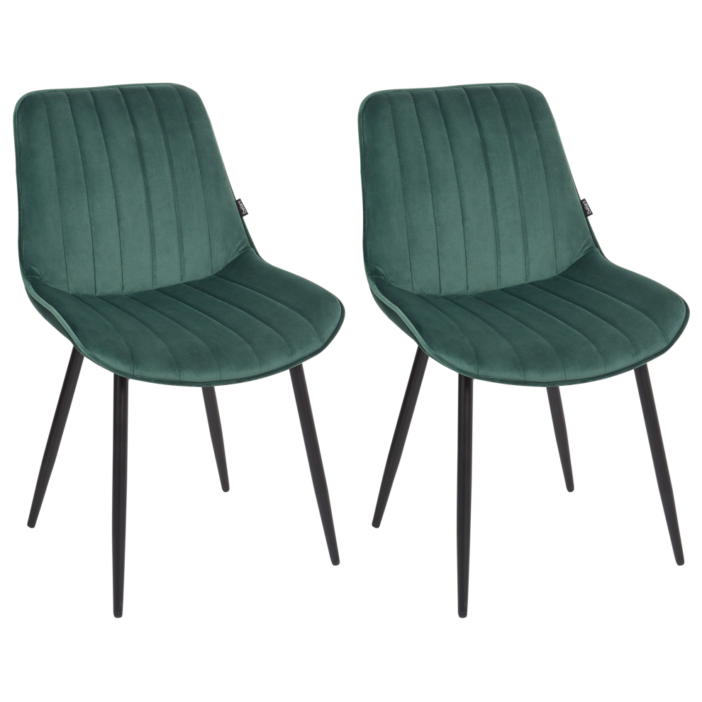 Set of 2 Dining Chairs DUBROVNIK Velvet Emerald Green