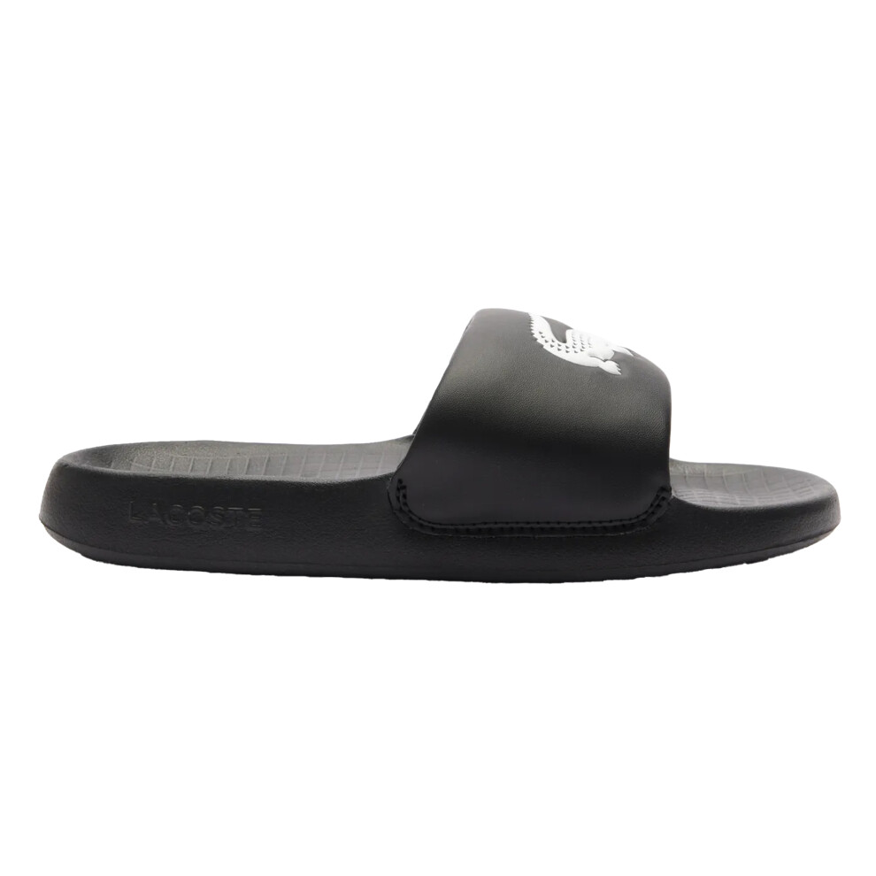 (4 UK Child, Black/White) Lacoste Childrens/Kids Serve 1.0 Synthetic Sliders