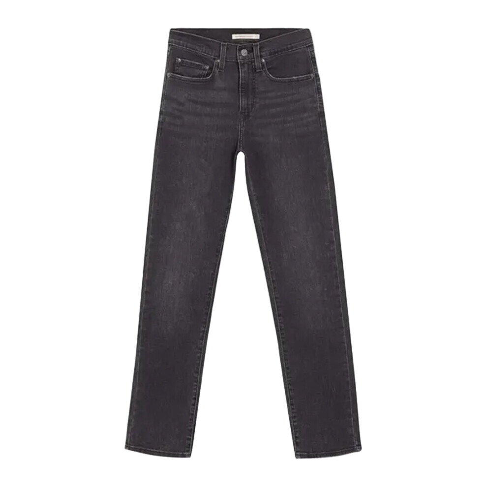 (31R, Black) Levis Womens/Ladies 724 Out Of Mind Leather Patch Straight Leg High Rise Jeans