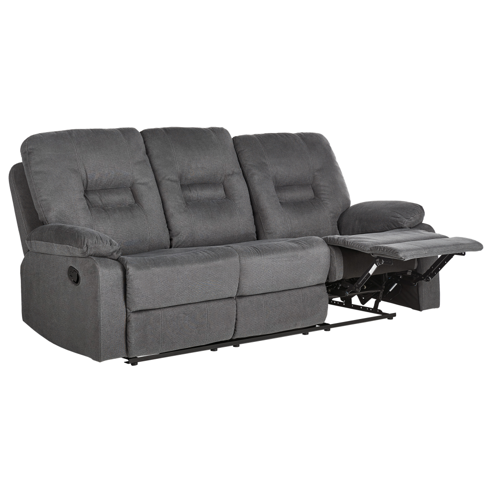 Manual Recliner Sofa 3 Seater BERGEN II Fabric Dark Grey
