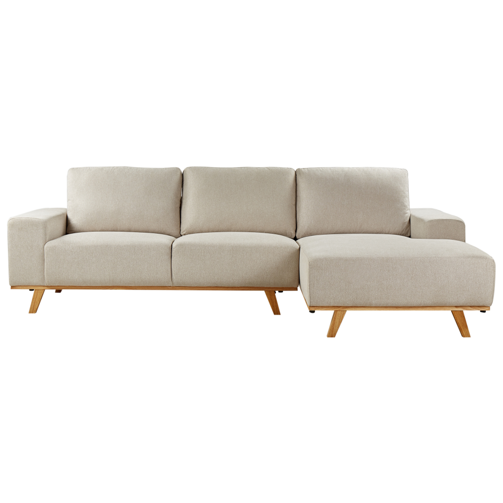 Corner Sofa 3 Seater NORA Fabric Beige Left Hand