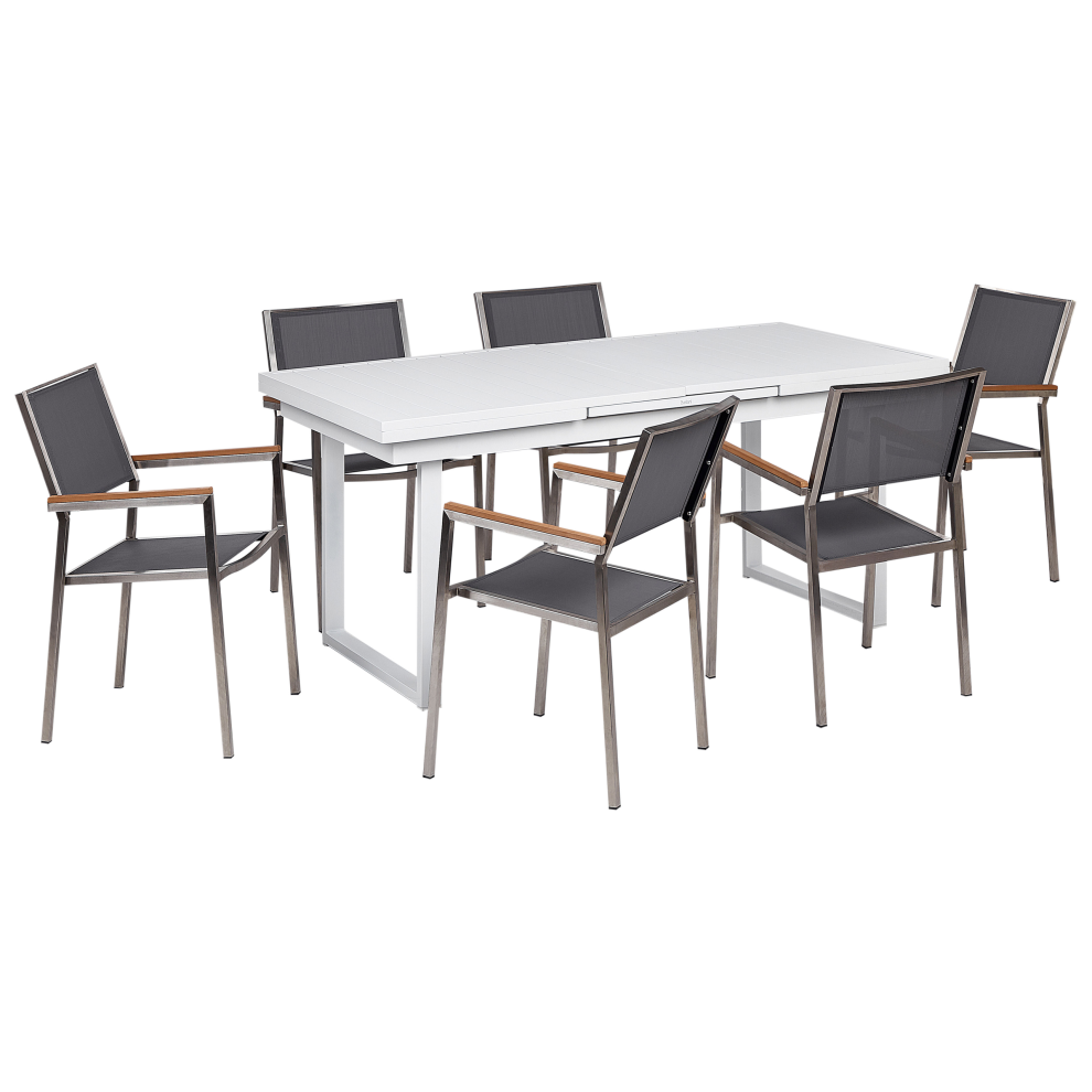Garden Dining Set 6 Seater VALCANETTO/GROSSETO Metal Grey/ White
