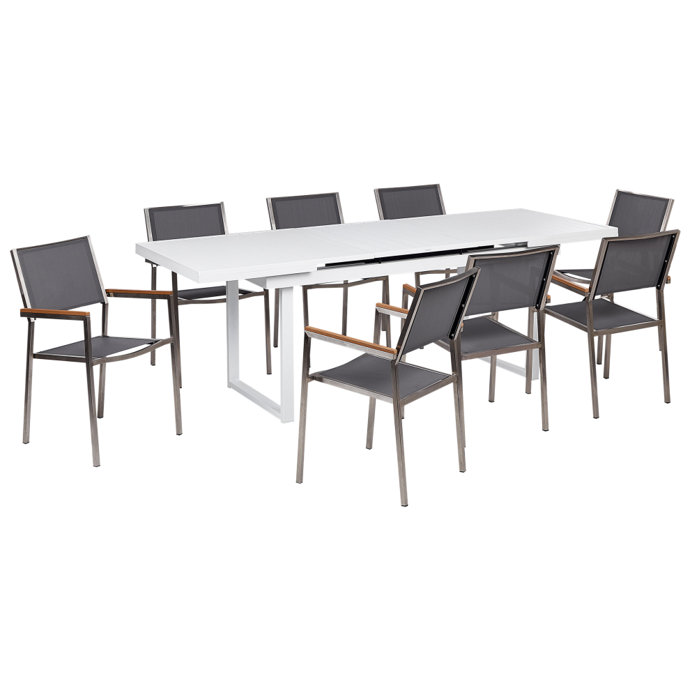 Garden Dining Set 8 Seater VALCANETTO/GROSSETO Metal Grey/ White