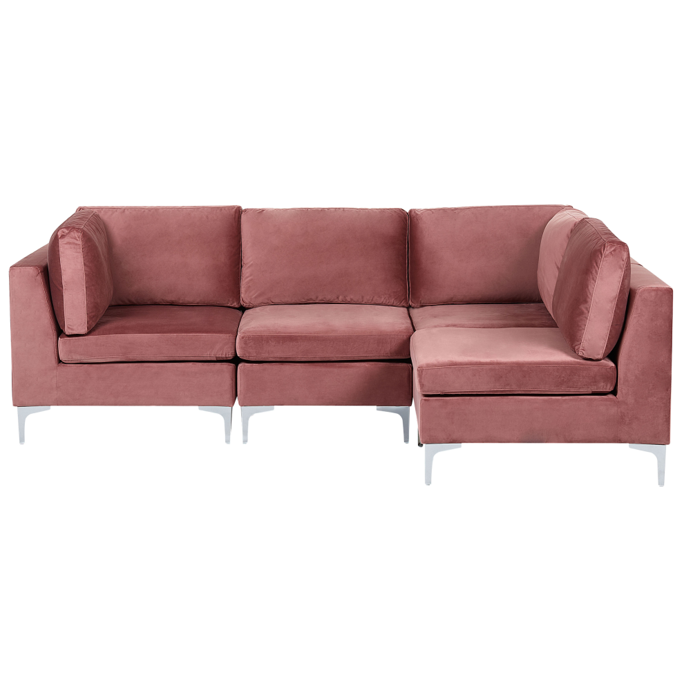 Modular Corner Sofa 4 Seater EVJA Velvet Pink Left Hand