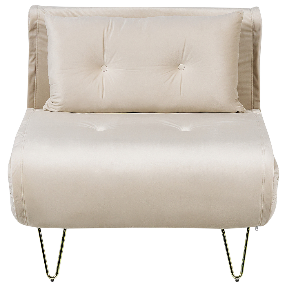 Single Sofa Bed VESTFOLD Velvet Beige