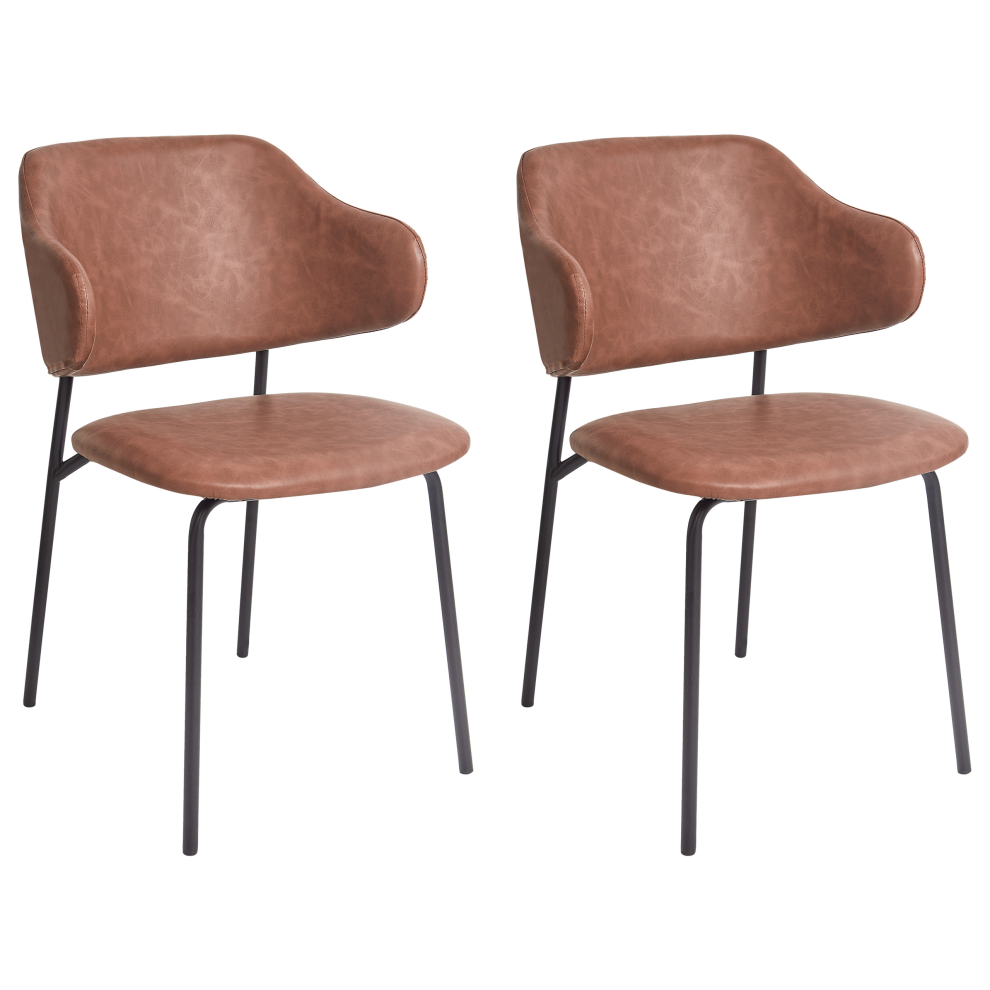 Set of 2 Dining Chairs KENAI Faux Leather Brown