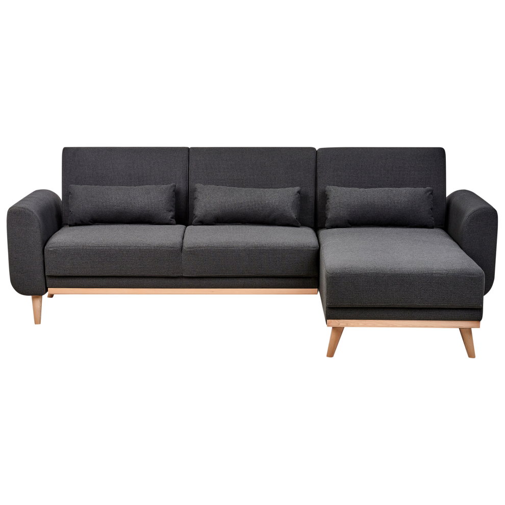 Corner Sofa Bed 3 Seater OLLSTA Fabric Black Left Hand