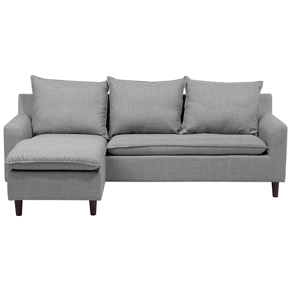 Corner Sofa 3 Seater ELVENES Fabric Light Grey Right Hand