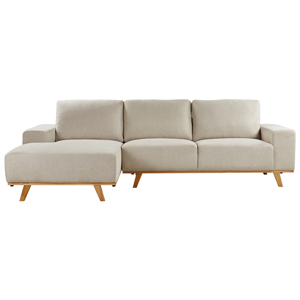 Corner Sofa 3 Seater NORA Fabric Beige Right Hand